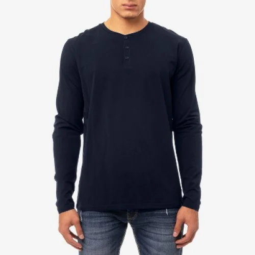 X RAY Men's V-Neck & Henley Long Sleeve T-Shirt in NAVY Size Medium