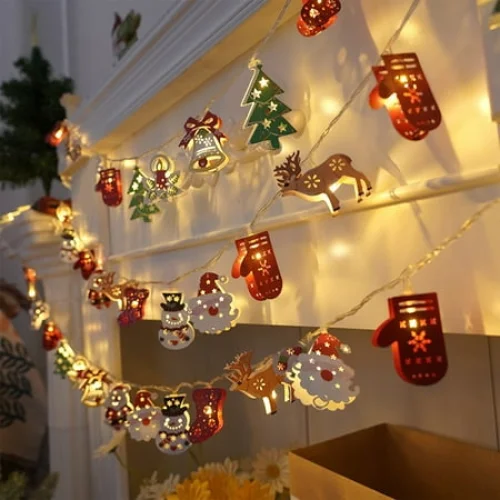 Summercome Christmas String Lights Decorations, 4.9FT 10 LED Christmas Fairy Lights, Battery Operated (Not Included) with Timer Function and 8 Flashing Modes, Cute Window Lights Home Indoor Decor