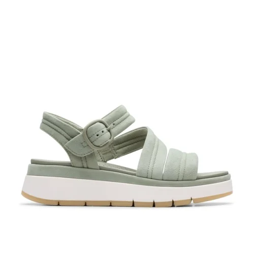 Clarks Womens Tuscan Strap Green Suede Active  Sandals Shoes