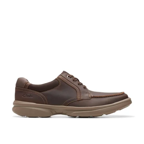 Clarks Mens Bradley Vibe Brown Leather Casual  Shoes