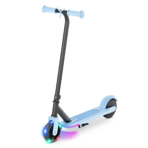 HiBoy - KS1 Electric Scooter for Kids, LED Light-Up Wheels & Side Lights, 5 Mph Safe Speed, 6 Miles Range, Easy Kick-Start - Blue