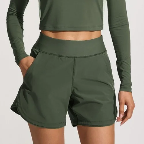 Lands' End Women's SunShade UPF 50 5" Board Shorts with Panty - 10 - Rich Olive Green