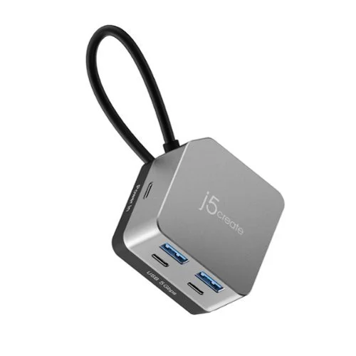 j5create Cube Plus 6-in-1 USB-C Hub for Windows, macOS, Chrome OS - Space Gray