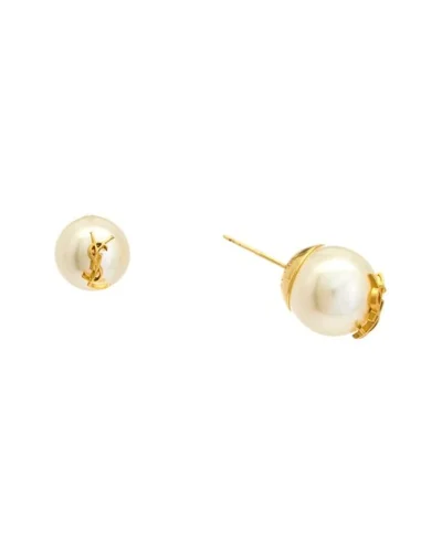 Saint Laurent Cassandra Asymmetric Earrings Women's Gold