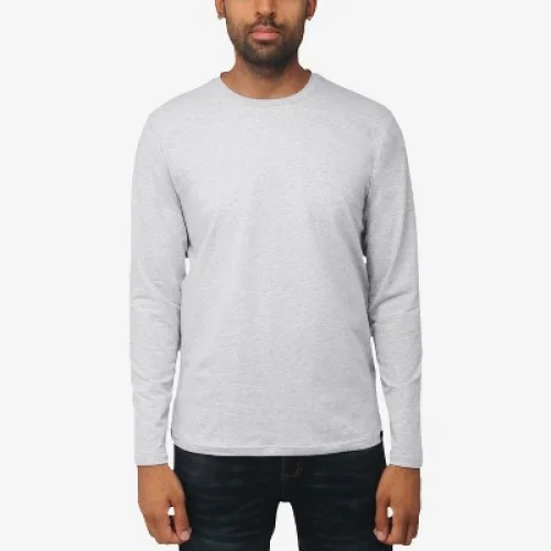 X RAY Men's Crewneck & Hooded Long Sleeve T-Shirt in Cloud Grey, Size Medium
