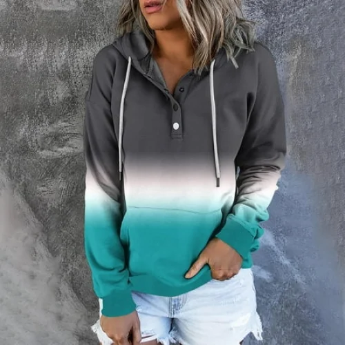 Women's Patlollav Sweatershirt Fashion Print Pocket Long Sleeve Blouse Casual Tops Hoodies Green XXL