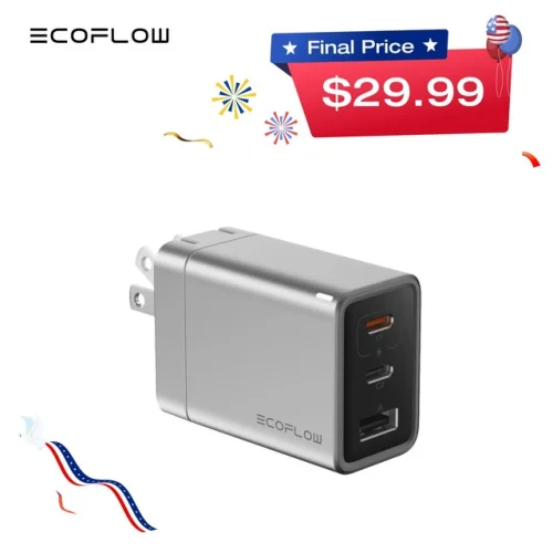 EcoFlow RAPID 65W GaN USB Type C Charger Block Plug Power Adapter with Cable