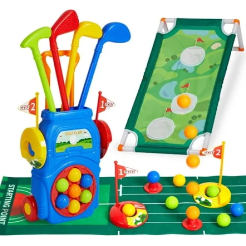 Zacro Kids Golf Set, Toddler Golf Toys with Putting Mat, 10 Balls, 4 Golf Clubs and Golf Cart, Indoor Outdoor Golf Sports Toys for 3 4 5 6 Years Old Boys Girls