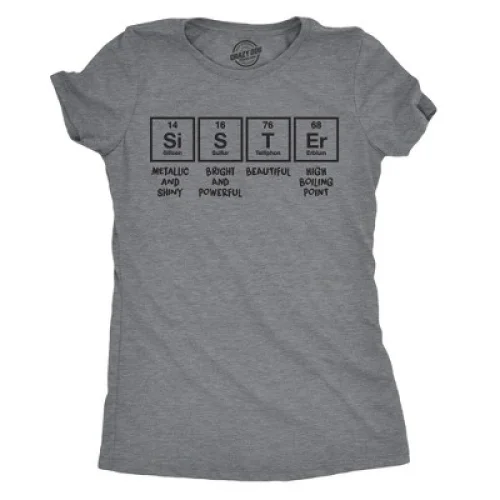 Womens Sister Periodic Table T shirt Funny Nerdy Science Tee for Siblings Cool - Crazy Dog Women's T Shirt for Nerds Dark Grey L