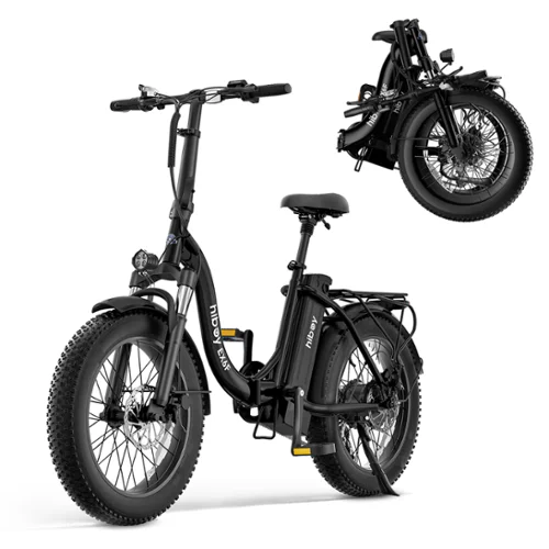 HiBoy - EX6F Foldable Electric Bike w/ 75 mi Max Operating Range & 25 mph Max Speed - 67.7*24.2*50.8 - Black