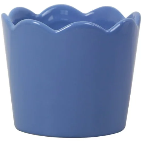Mainstays Small 4in Diameter Round Blue Scallop Ceramic Planter