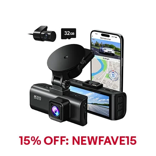 REDTIGER Dash Camera 4K Front and Rear Dash Cam Built-In WiFi & GPS, App control