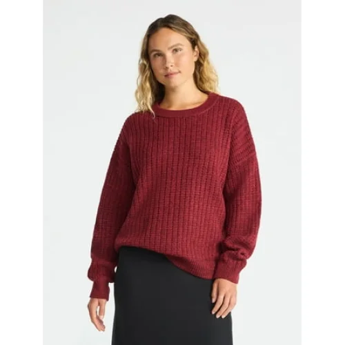 Time and Tru Women's and Women&rsquo;s Plus Textured Stitch Sweater, Midweight, Sizes XS-4X