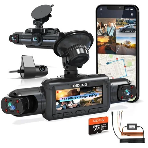 Rexing - R4 Pro 2K Front + 1080p*3 4CH Dash Cam, WiFi, GPS, Loop Recording, Parking Mode, G-Sensor - Black