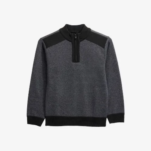 X RAY Boy's Fleece Quarter Zipper Sweater in CHARCOAL/BLACK Size M
