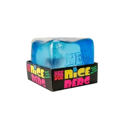 Nee Doh Nice Berg, Square Shaped Sensory Toy, Blue, Ages 3+, Satisfying Squish for Stress Relief and Play