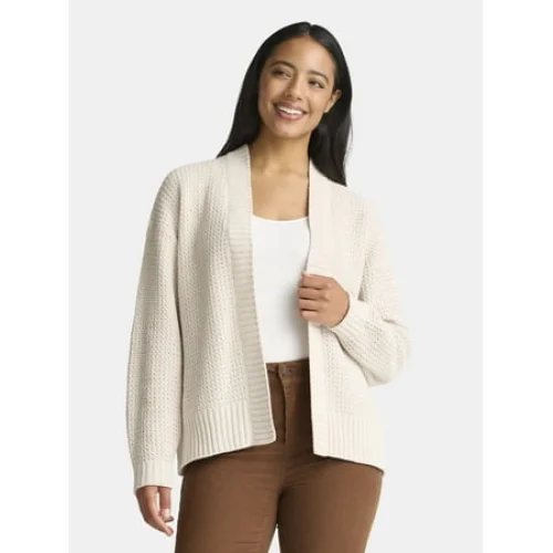 Time and Tru Women's Chenille Cardigan Sweater, Midweight, Sizes XS-XXXL