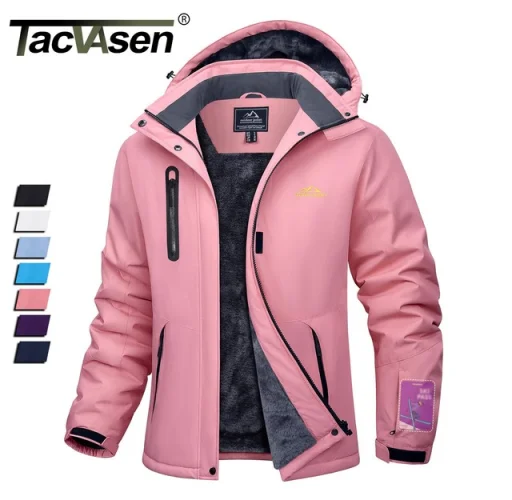 Womens Waterproof Winter Jacket Fleece Lined Warm Snow Outdoor Ski Hooded Jacket