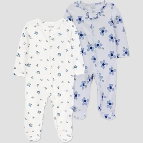 Carter's Just One You&reg; Baby Girls' 2pk Floral Sleep N' Play - Blue 3M
