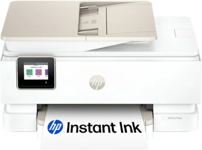 HP - Envy Photo 7975 Wireless AI-Enabled All-in-One Inkjet Printer w/ 3 Months of Instant Ink (+1 Bonus Month of Ink w/ Code) - White