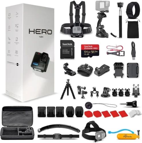 Go Pro HERO Compact Waterproof Action Camera with 50-in-1 Accessory Bundle + More