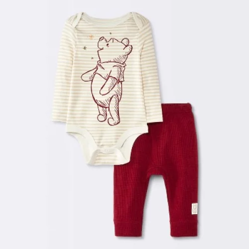 Baby Winnie the Pooh 2pc Bodysuit & Pants Set - Cloud Island&trade; Cream Newborn