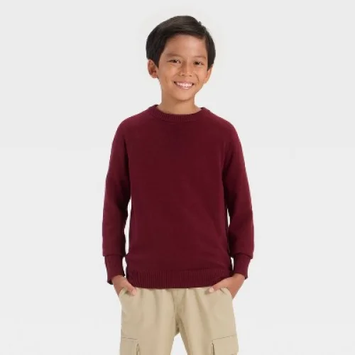 Boys' Solid Pullover Sweater - Cat & Jack&trade; Burgundy S