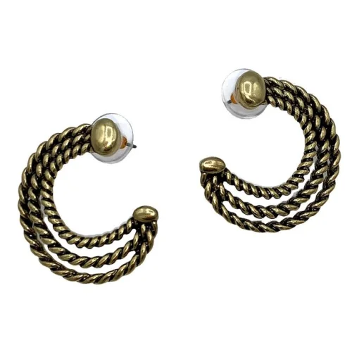Patricia Nash Twisted Rope Triple Hoop Earrings Gold
