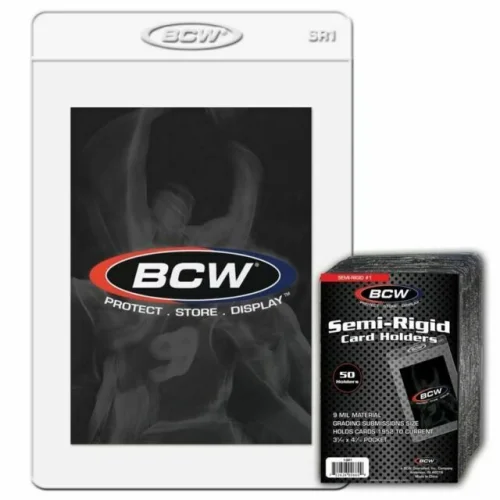 (50) BCW SEMI RIGID CARD HOLDER # 1 - PSA BGS SGC GRADING SUBMISSION SIZE SLEEVE