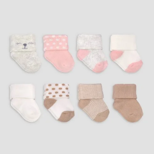 8pk Carter's Just One You&reg; Baby Girls' Alt Terry Socks, Infant Crew Knit, 0-3 Months, Solid & Stripe Patterns