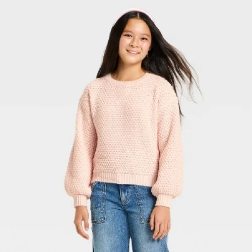 Girls' Bow Back Pullover Sweater - art class&trade; Light Pink L