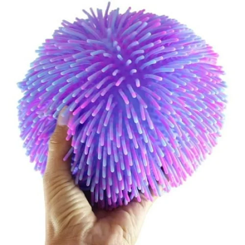 9 Inch Thick Squishy Puffer Ball - Tie-Dye Purple - Sensory Toy for Kids and Adults