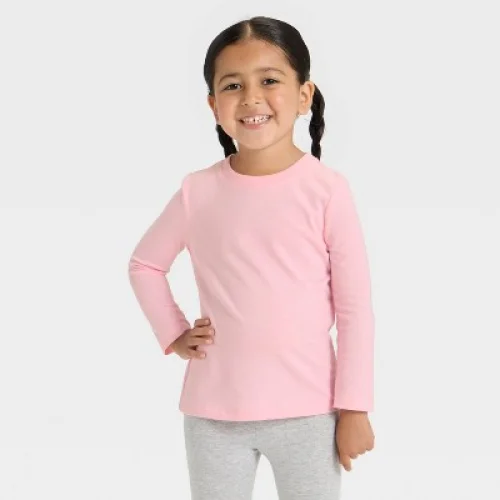 Toddler Girls' Long Sleeve Solid T-Shirt - Cat & Jack&trade; Pink 5T