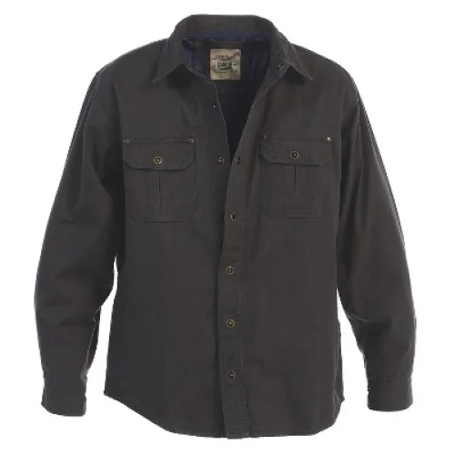 Gioberti Men's 100% Cotton Brushed and Soft Twill Shirt Jacket with Flannel Lining, Charcoal, XL