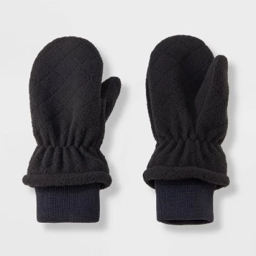 Toddler Quilted Fleece Mittens - Cat & Jack&trade; Black 12-24M