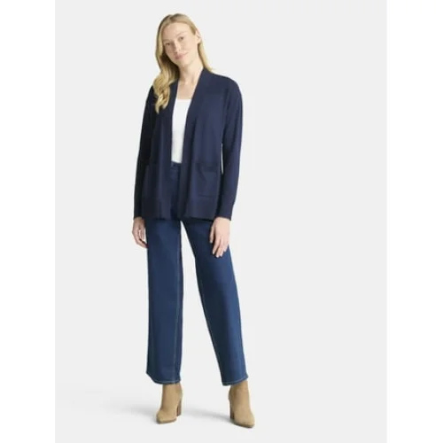 Time and Tru Women's and Women's Plus Open Front Cardigan Sweater, Sizes XS-4X