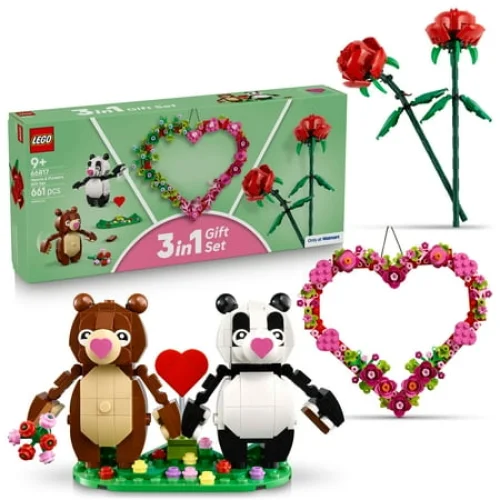 LEGO Hearts & Flowers Gift Set: Valentines Day Craft for Kids - Building Toys for Girls & Boys, Ages 9+ - 3 Sets in 1 - 66817