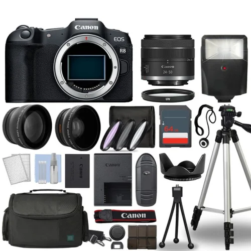 Canon EOS R8 Mirrorless 24.2 MP Digital Camera Body + 24-50mm IS STM 64GB Bundle