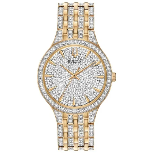 Bulova Men Phantom Quartz Crystal Gold Stainless Steel Watch 40MM 98A229