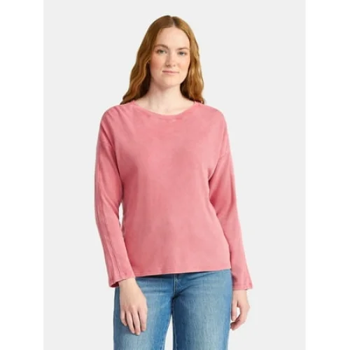 2-Pack Time and Tru Women's Boxy Thermal Tee with Long Sleeves, Sizes XS-XXXL
