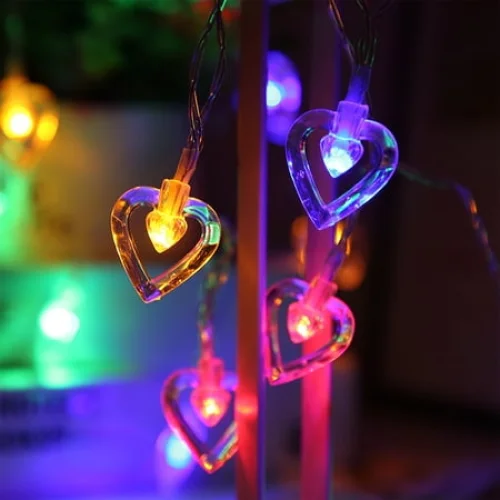 CxhicLuv Heart Shaped LED Flashing Lights, 5 ft Battery Operated, Christmas Lights for Valentine's Day, Wedding & Holiday Decorations, Indoor/Outdoor Multicolor String Lights for Festive Vibe