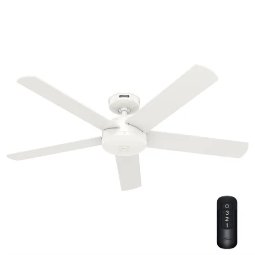 Hunter Fan 52 in Casual Fresh White Ceiling Fan with Remote Control and No Light