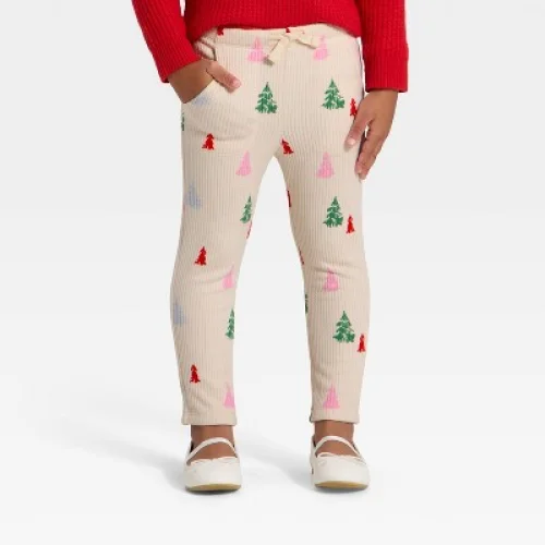 Toddler Girls' Ribbed Leggings - Cat & Jack&trade; Cream 3T