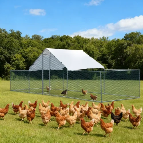 Garden 22x6.5FT Metal Walk In Chicken Coop Cage Rabbit Hutch Hen House Enclosure