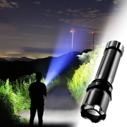 Shldybc Rechargeable LED Flashlight High Lumens, Waterproof for Camping and Emergencies, with Charging Cable