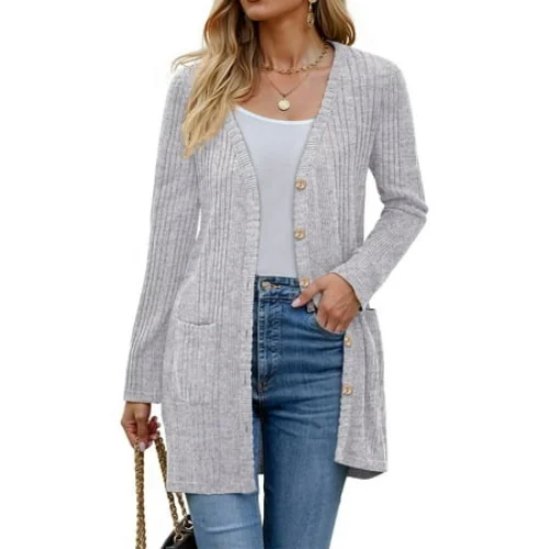 Fantaslook Fall Cardigan for Women Long Sleeve Open Front Cardigan with Pockets