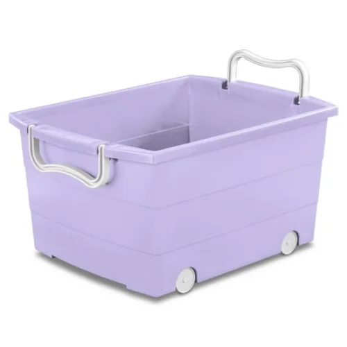 Your Zone Kids Rolling Toy Storage Bin with Handles, Purple, 22 in x 16 in x 11 in