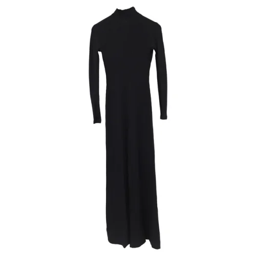 Balenciaga Ribbed Turtleneck Maxi Dress In Viscose Women Black Size 38
