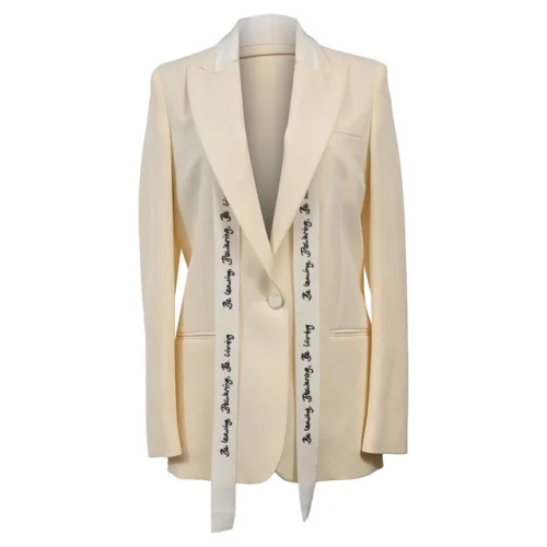 Stella Mccartney Ribbon Detail Single-Breasted Blazer In Wool Women Cre Size 34
