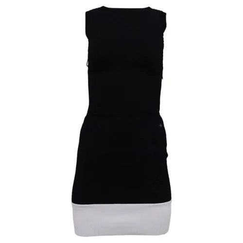 Chanel Textured Sleeveless Mini Fitted Dress In And White Viscose Women Size 34